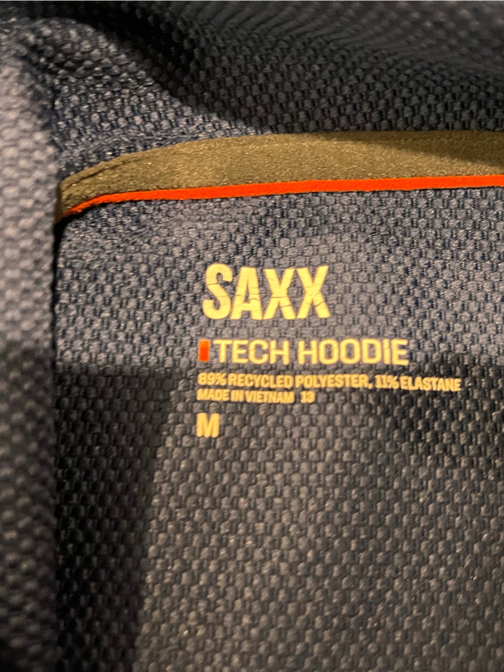 SAXX Men’s Long Sleeve Tech Performance Navy Running Hoodie Cooling Pullover SzM - Picture 9 of 13